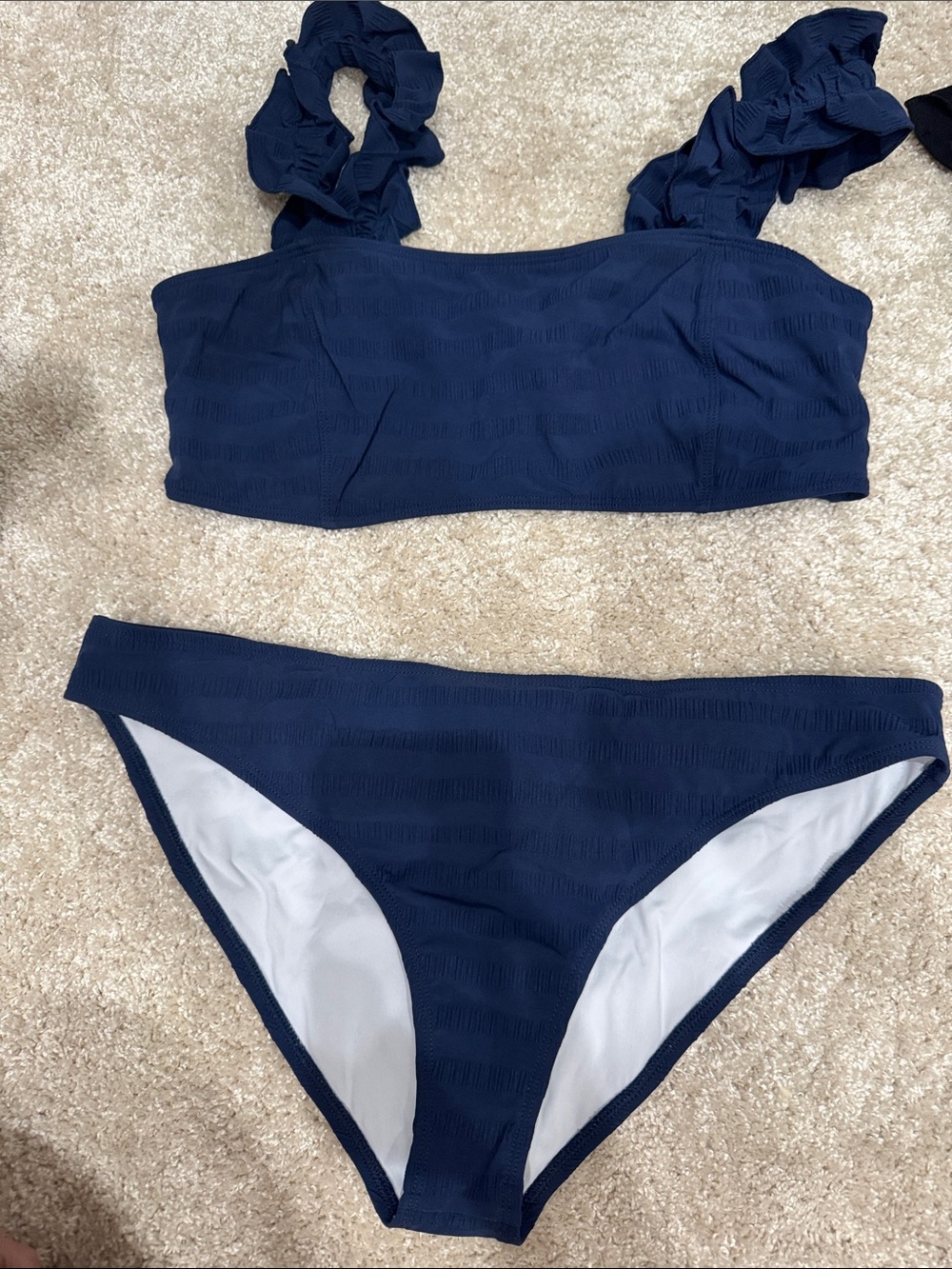Women’s Navy Ruffle Strap Bikini Set
